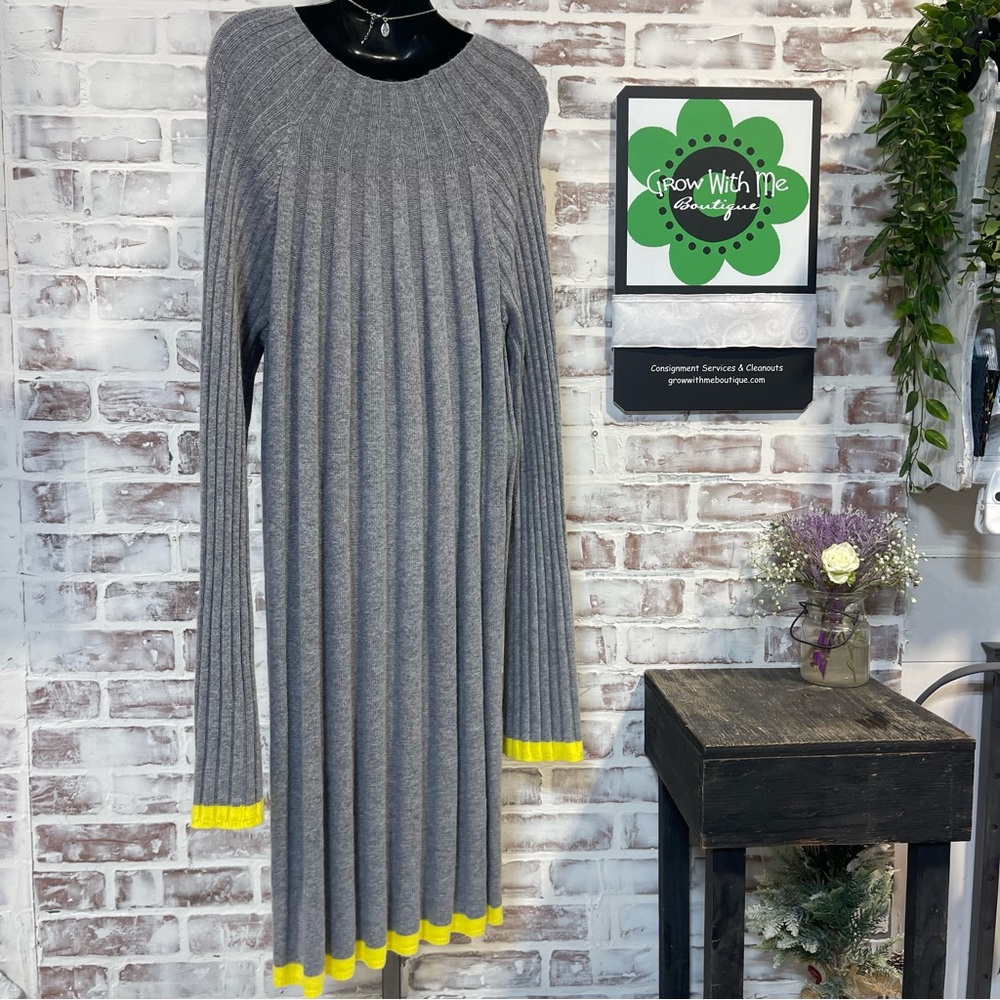 Anthropologie Gray and Yellow Knit Dress XL - Picture 4 of 6